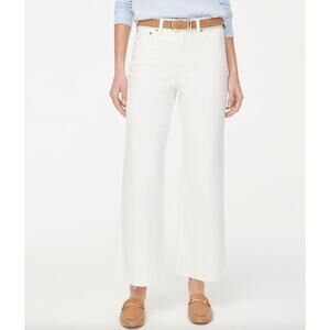 J.Crew Wide Leg Cropped Jean All Day Stretch White Stretch Denim US 30 NWT